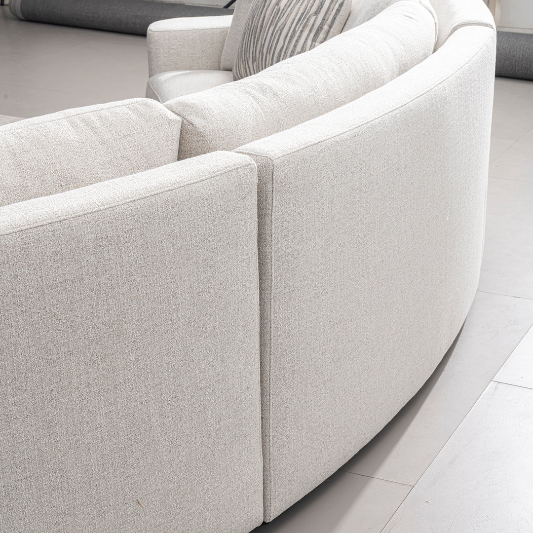 Modern mixed weave fabric modular joint connection 1 seater sofa terra with context.