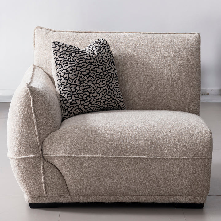 Modern mixed weave fabric sectional 3 seater sofa cloudy color swatches.