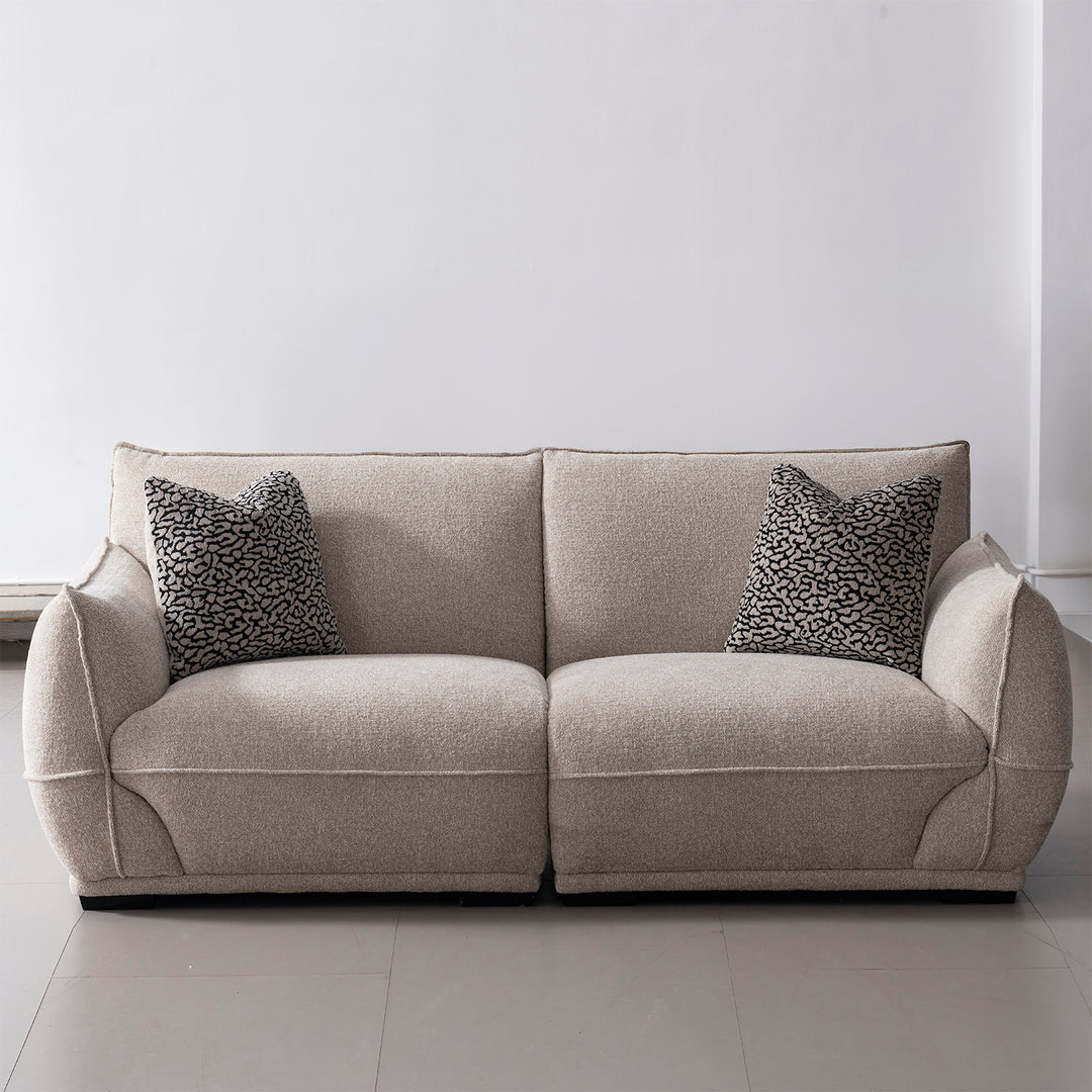 Modern mixed weave fabric sectional 3 seater sofa cloudy in real life style.
