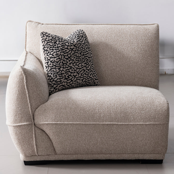 Modern mixed weave fabric sectional 4 seater sofa cloudy in real life style.