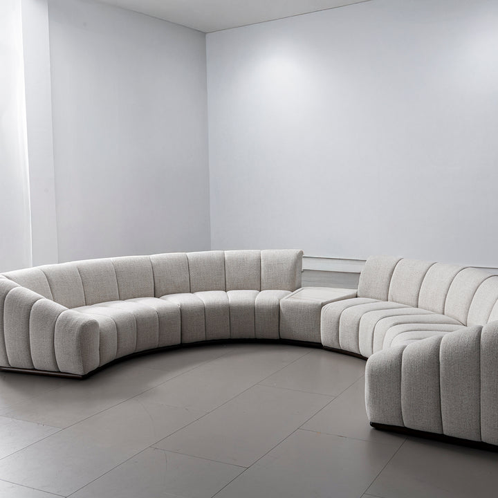 Modern mixed weave fabric sintered stone modular sofa side table bento environmental situation.