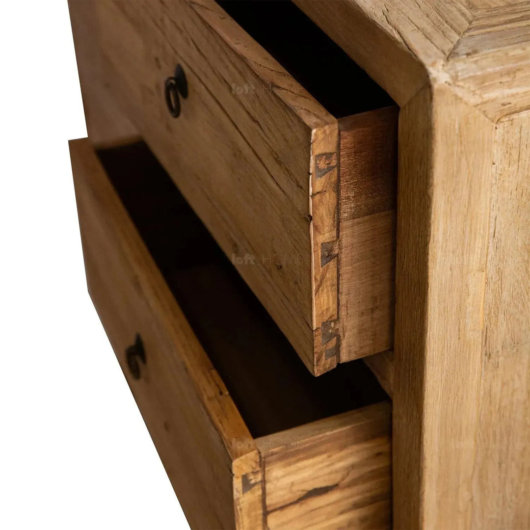 Rustic elm wood drawer cabinet secrets with context.