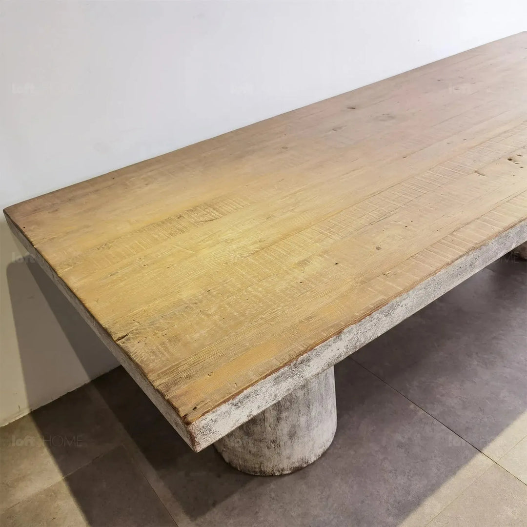 Rustic pine wood dining table barn environmental situation.