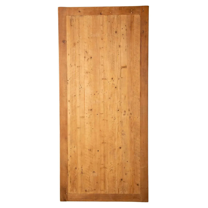 Rustic pine wood dining table pastoral in real life style.