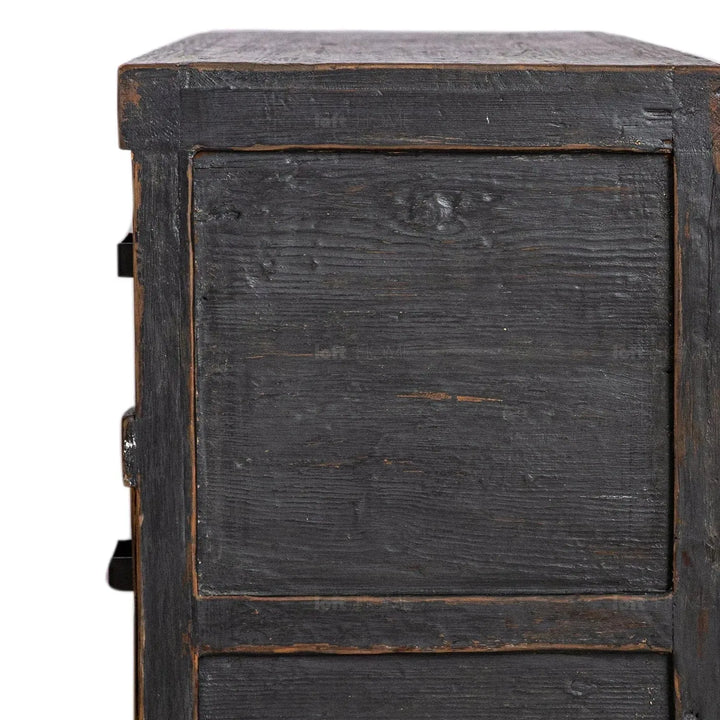 Rustic pine wood drawer cabinet relics in real life style.