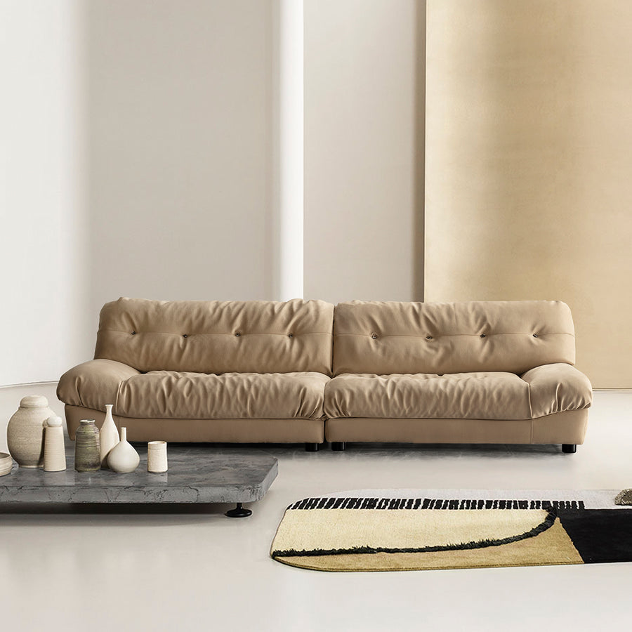Contemporary suede fabric 4 seater sofa milano primary product view.