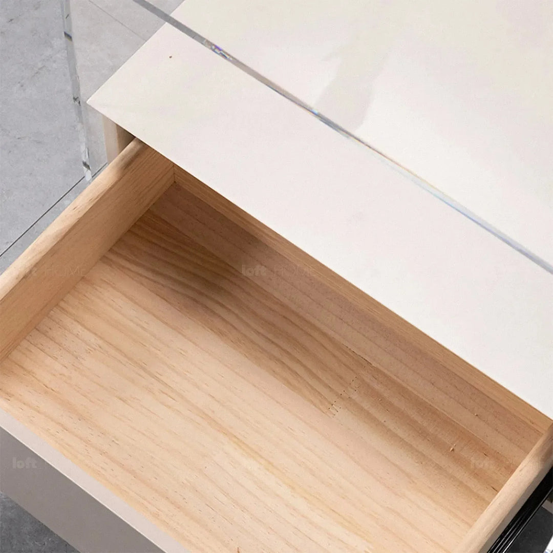 Modern acrylic side table tundra in real life style.