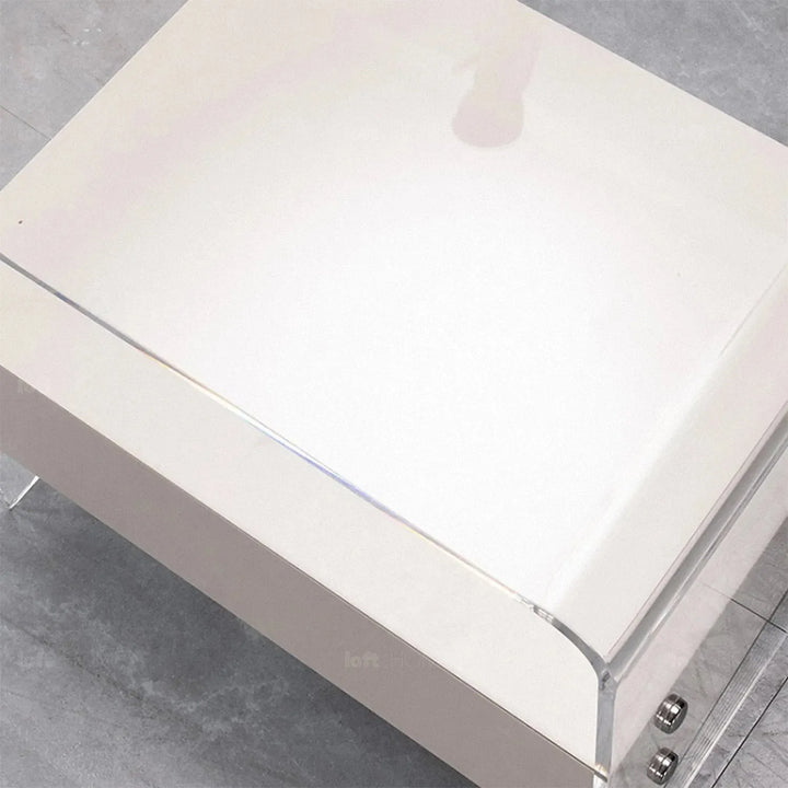 Modern acrylic side table tundra with context.