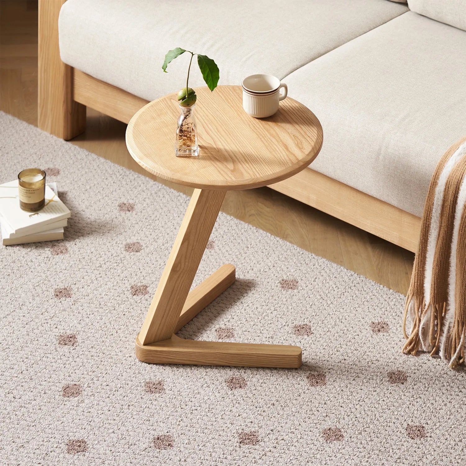 Scandinavian Ash Wood Side Table ZETA – LOFT HOME