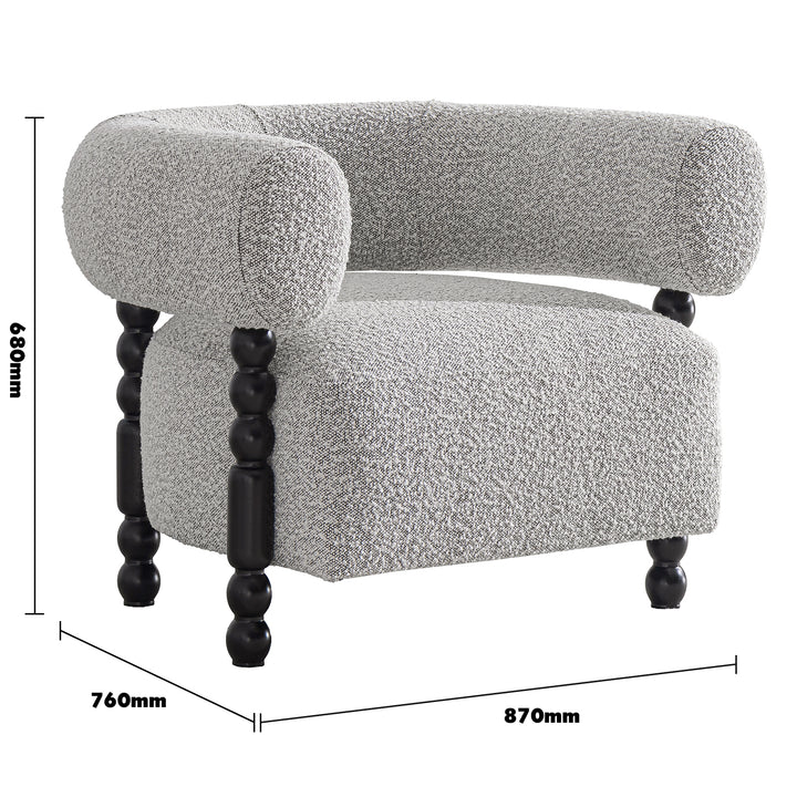Japandi boucle fabric 1 seater sofa amarah size charts.