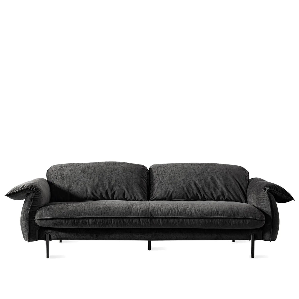 Modern chenille velvet fabric 3 seater sofa dushein in white background.