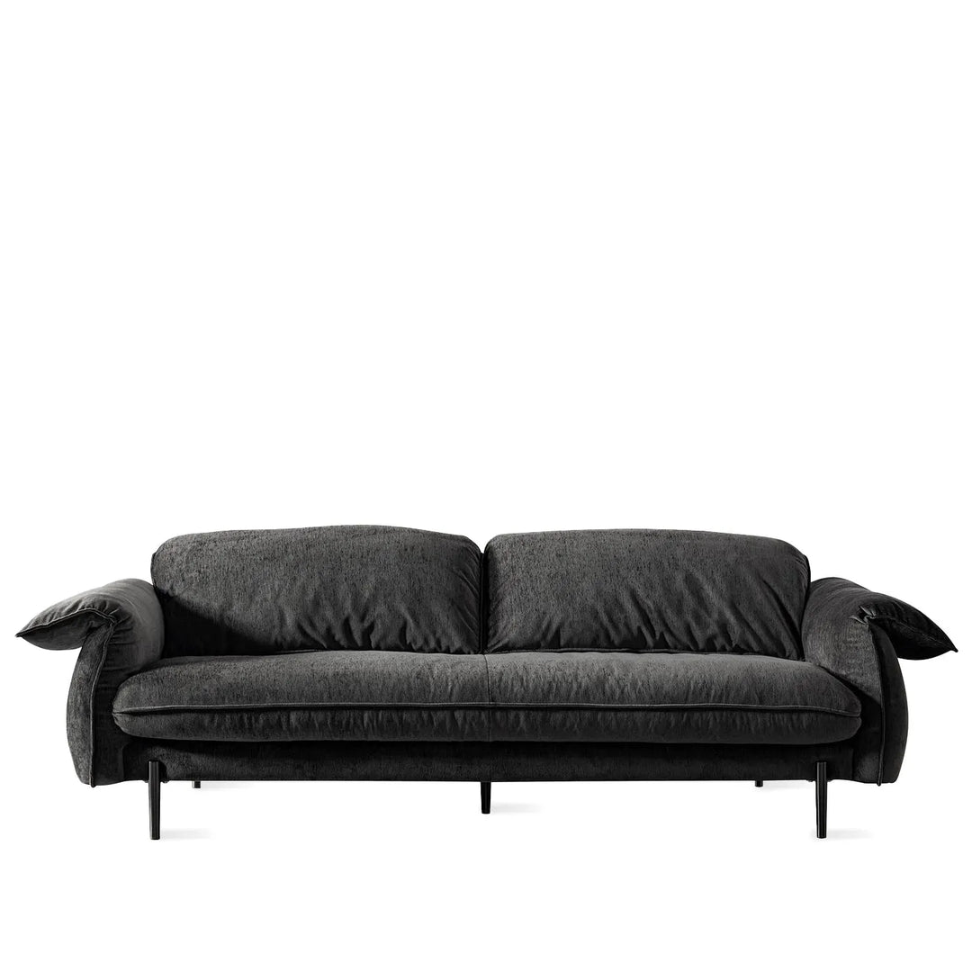 Modern chenille velvet fabric 3 seater sofa dushein in white background.