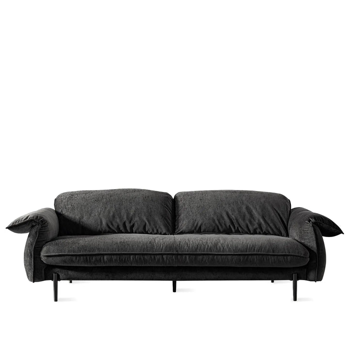 Modern chenille velvet fabric 3 seater sofa dushein in white background.