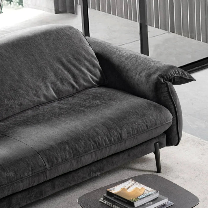 Modern chenille velvet fabric 3 seater sofa dushein in real life style.