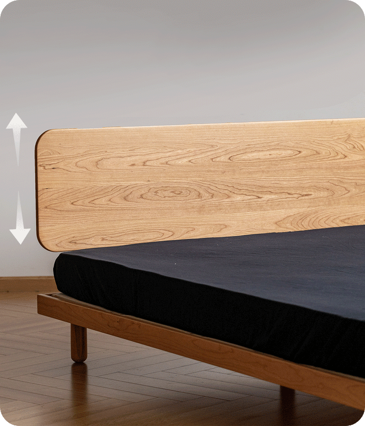 Scandinavian cherry wood bed isle situational feels.