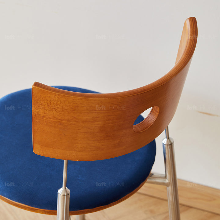 Scandinavian cherry wood mix weave fabric dining chair timeless environmental situation.