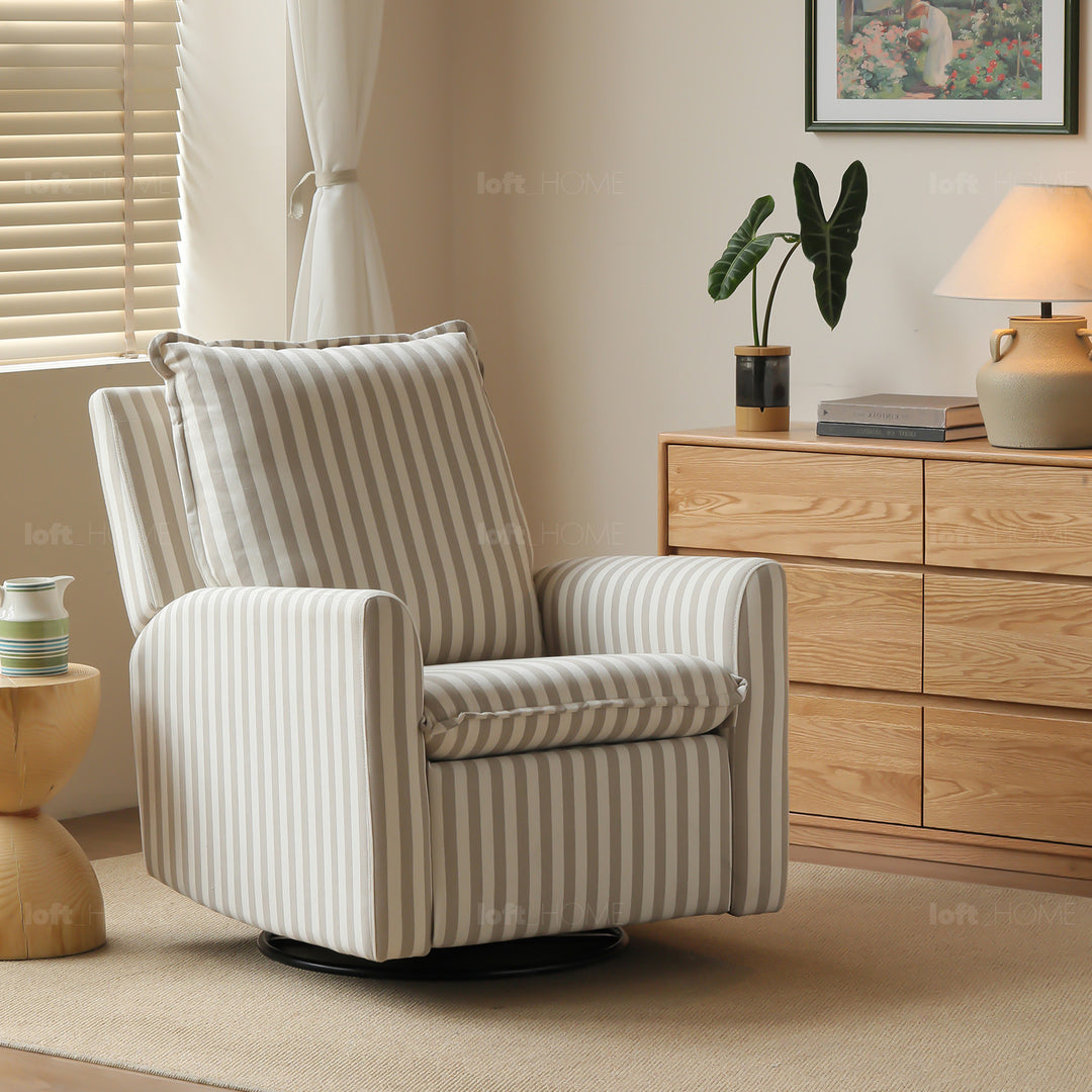 Scandinavian cotton fabric electric recliner revolving 1 seater sofa seabreeze color swatches.