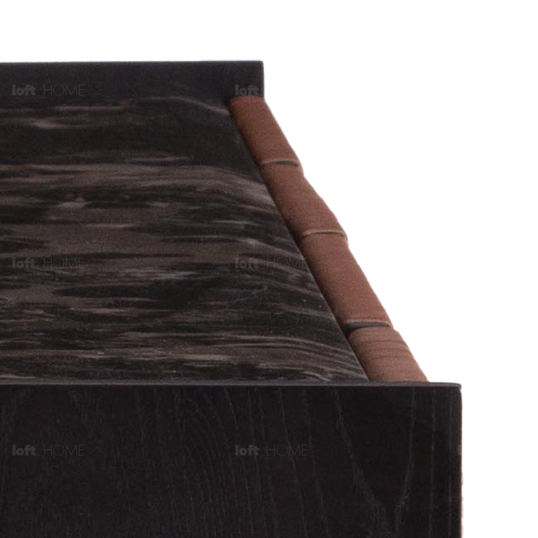 Scandinavian elm wood storage cabinet paragon in close up details.