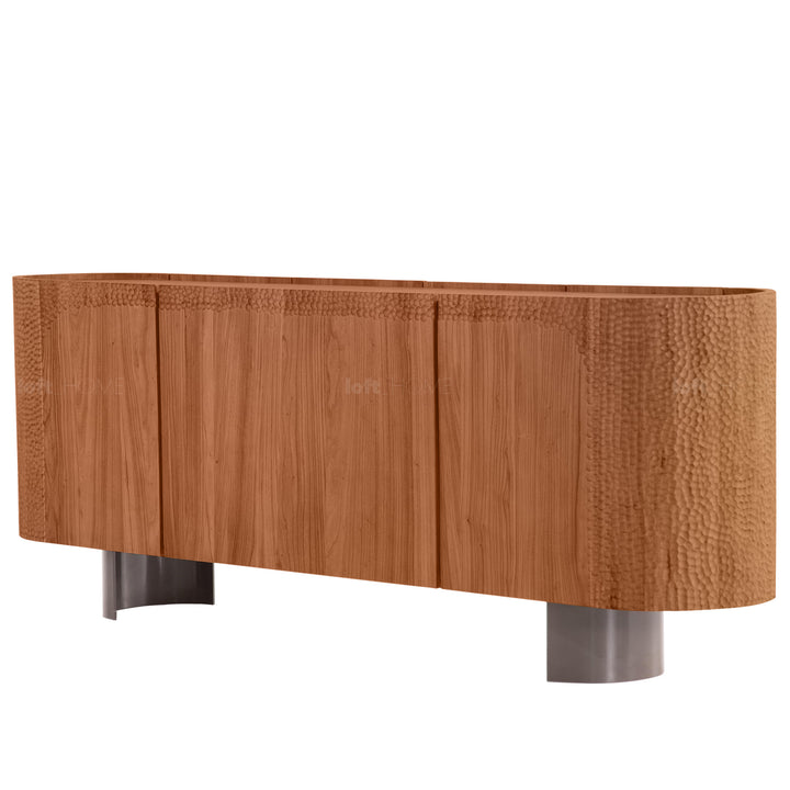Scandinavian elm wood storage cabinet vortex in details.