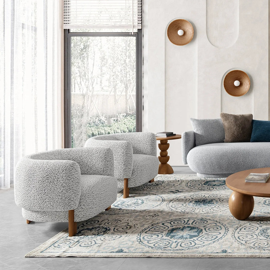 Scandinavian chenille velvet fabric 1 seater sofa embrace primary product view.