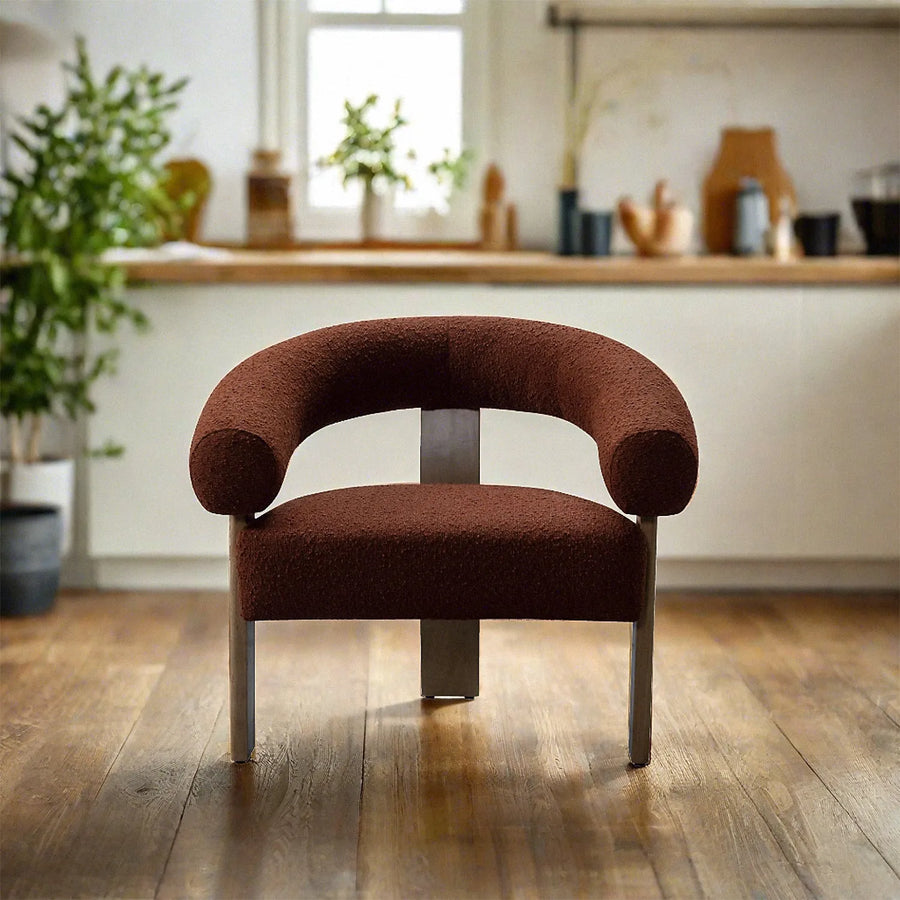 Japandi boucle fabric 1 seater sofa serenity primary product view.