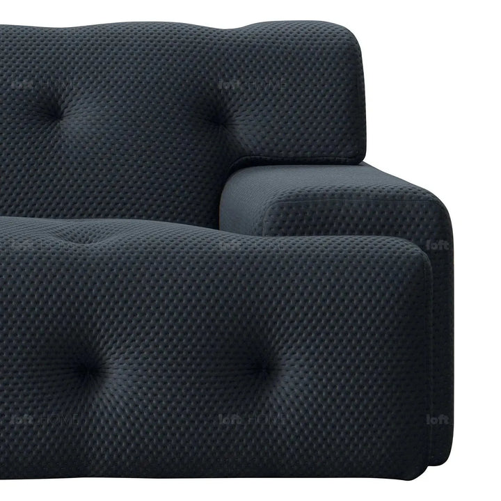 Contemporary fabric 2 seater sofa blogger in panoramic view.
