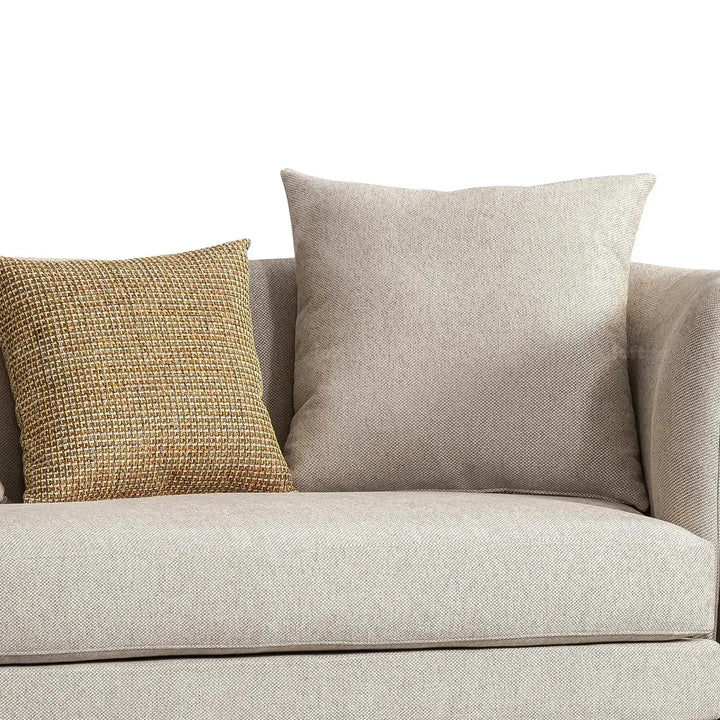 Modern fabric 2 seater sofa glamour in close up details.