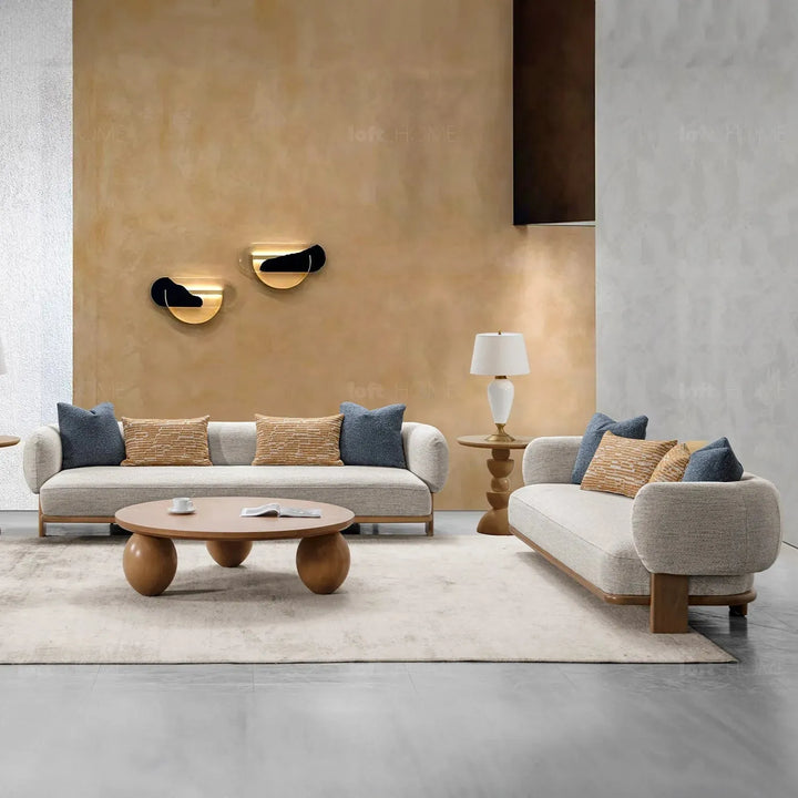 Scandinavian fabric 3 seater sofa waltz in details.