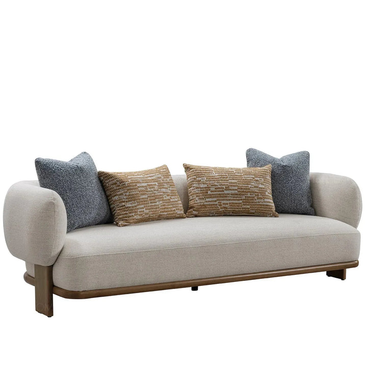 Scandinavian fabric 3 seater sofa waltz in close up details.