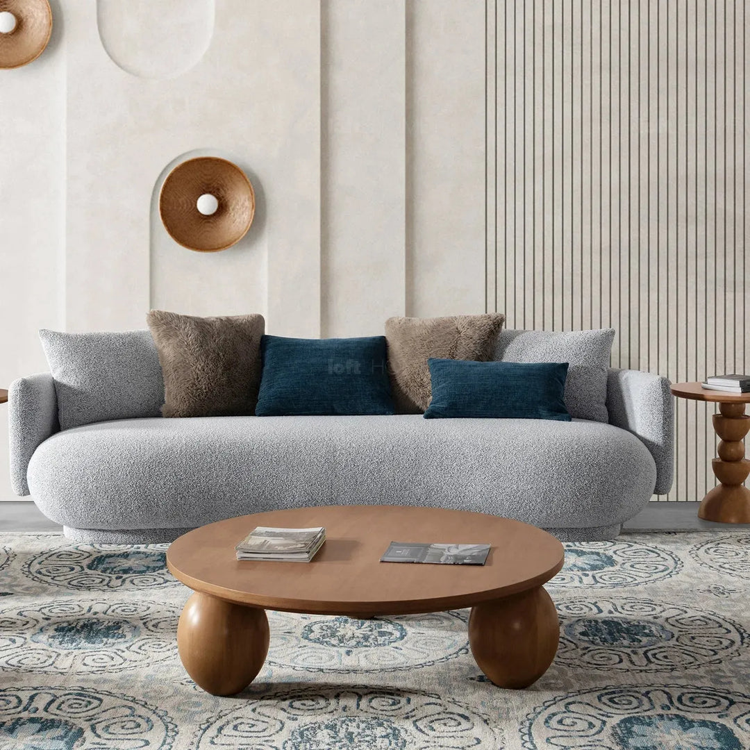 Cream fabric 4 seater sofa heritage in details.