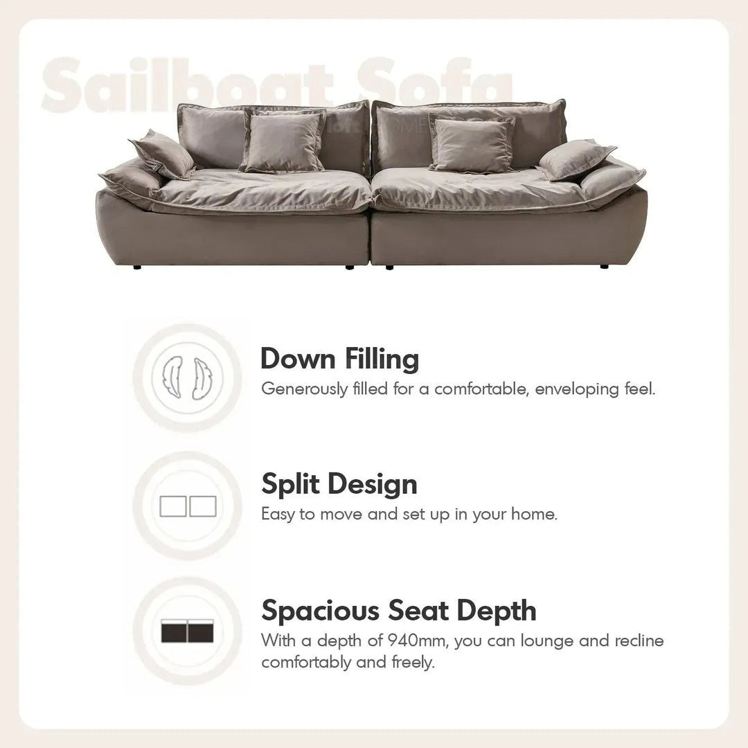 Contemporary fabric 5 seater sofa snuggle color swatches.