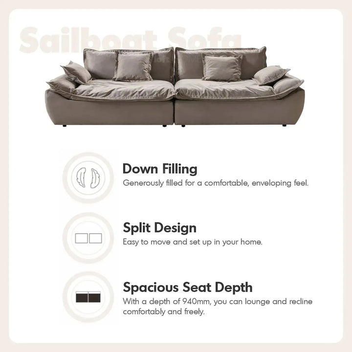 Contemporary fabric 5 seater sofa snuggle color swatches.