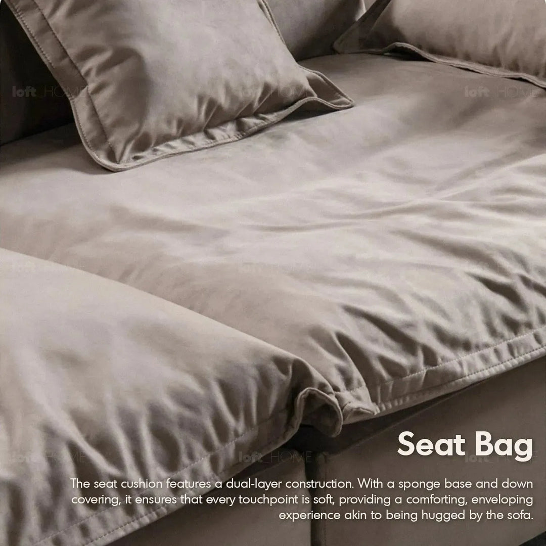 Contemporary fabric 5 seater sofa snuggle in real life style.