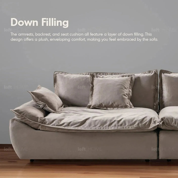 Contemporary fabric 5 seater sofa snuggle with context.