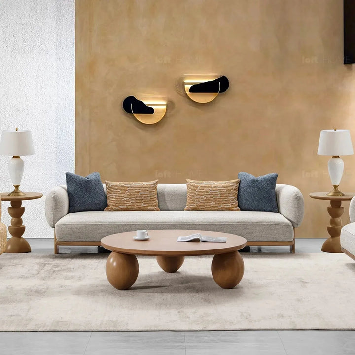 Scandinavian fabric 4 seater sofa waltz in details.
