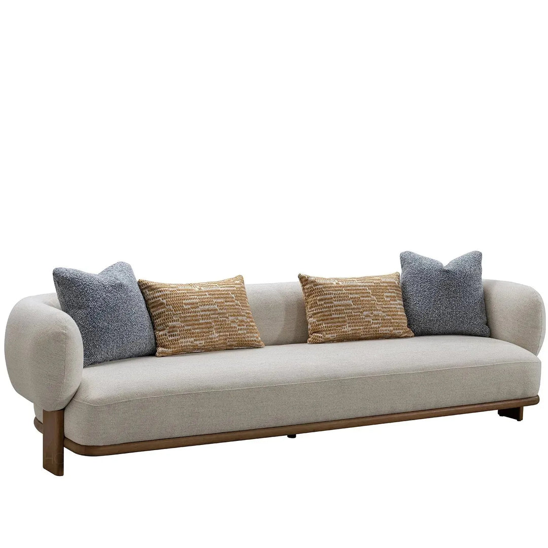Scandinavian fabric 4 seater sofa waltz in close up details.