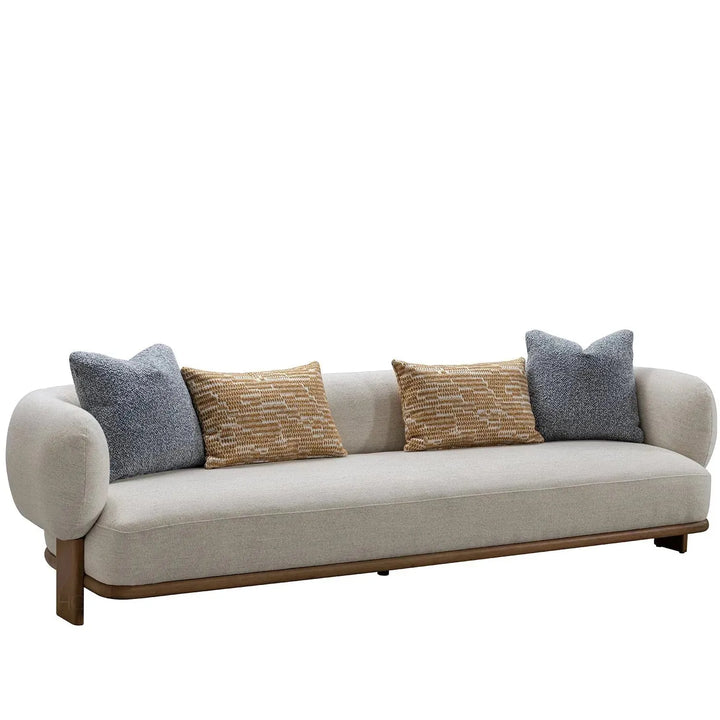 Scandinavian fabric 4 seater sofa waltz in close up details.