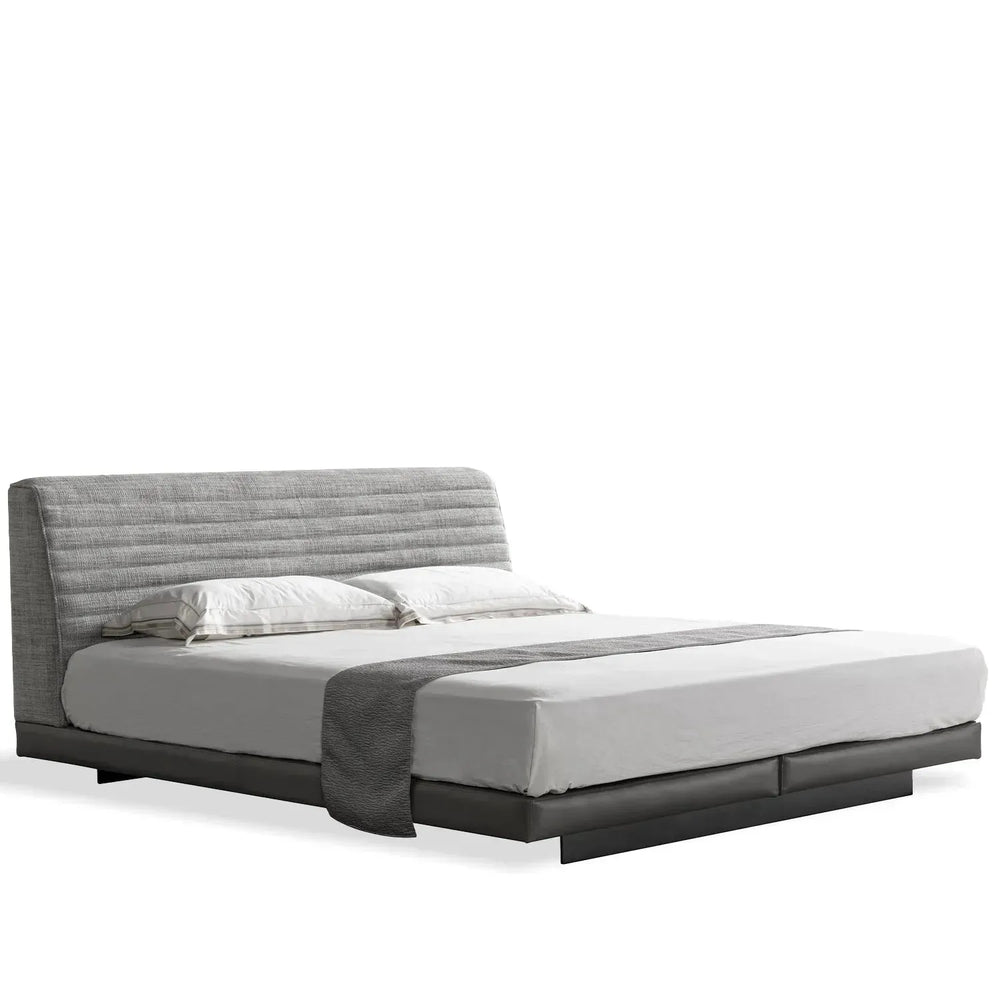 Minimalist fabric bed hoverloft in white background.