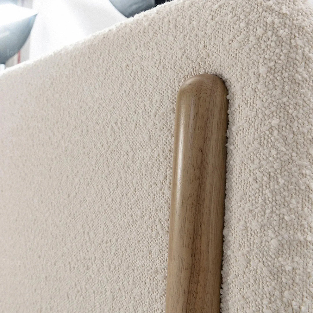 Scandinavian fabric bed snowfluff in panoramic view.