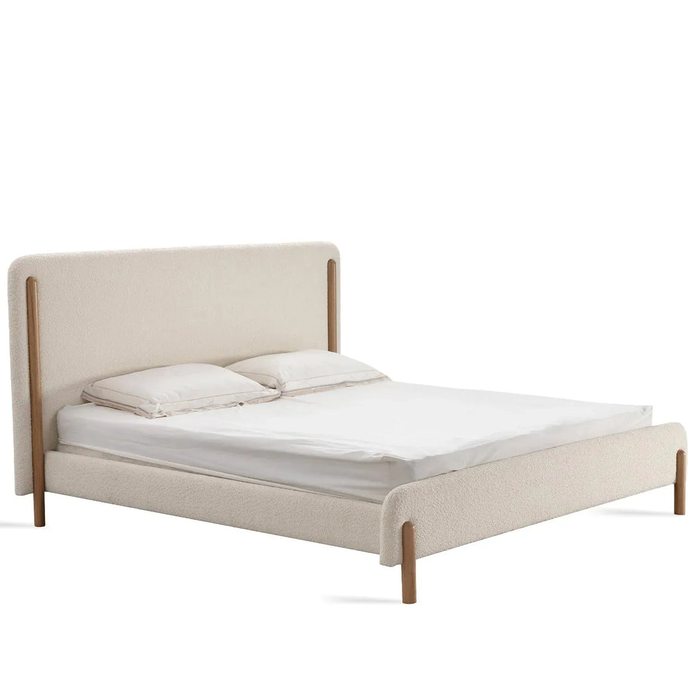Scandinavian fabric bed snowfluff in white background.