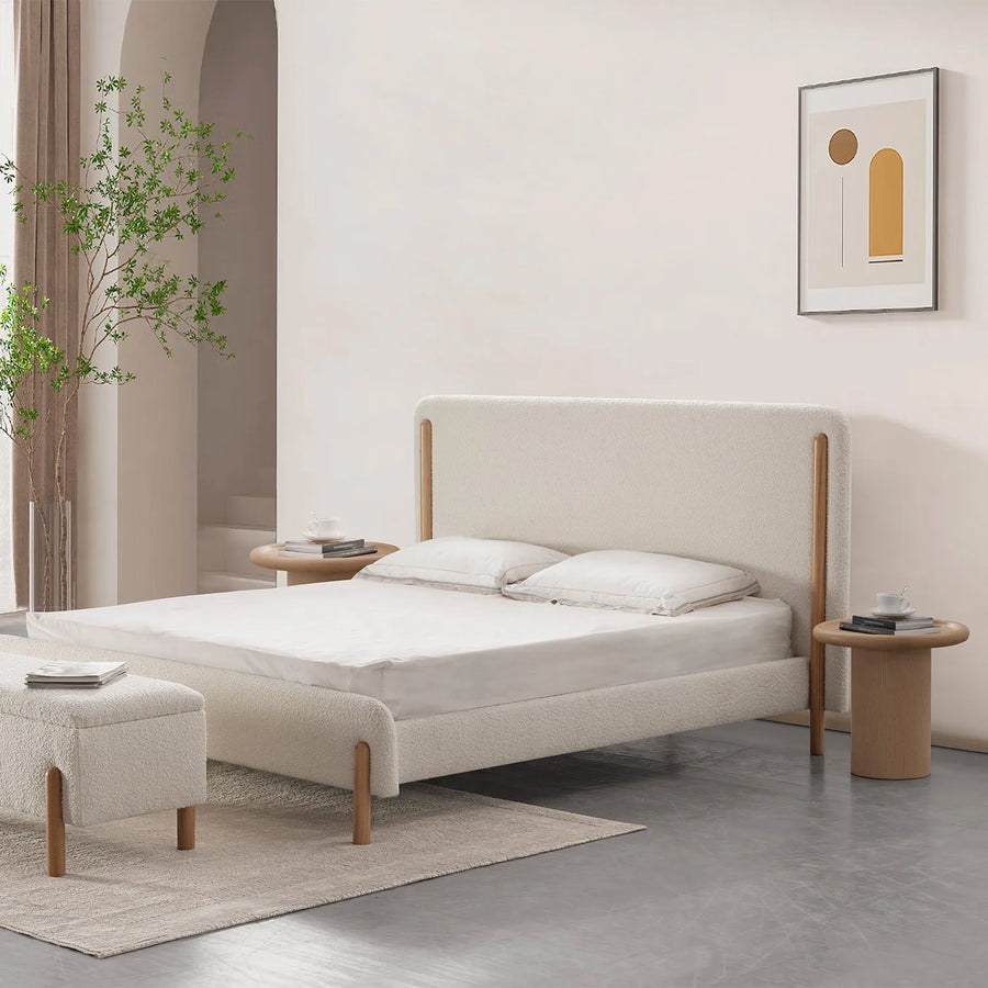 Scandinavian fabric bed snowfluff primary product view.