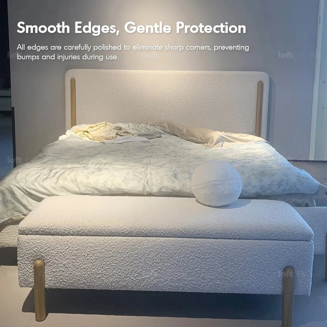 Scandinavian fabric bed snowfluff in real life style.