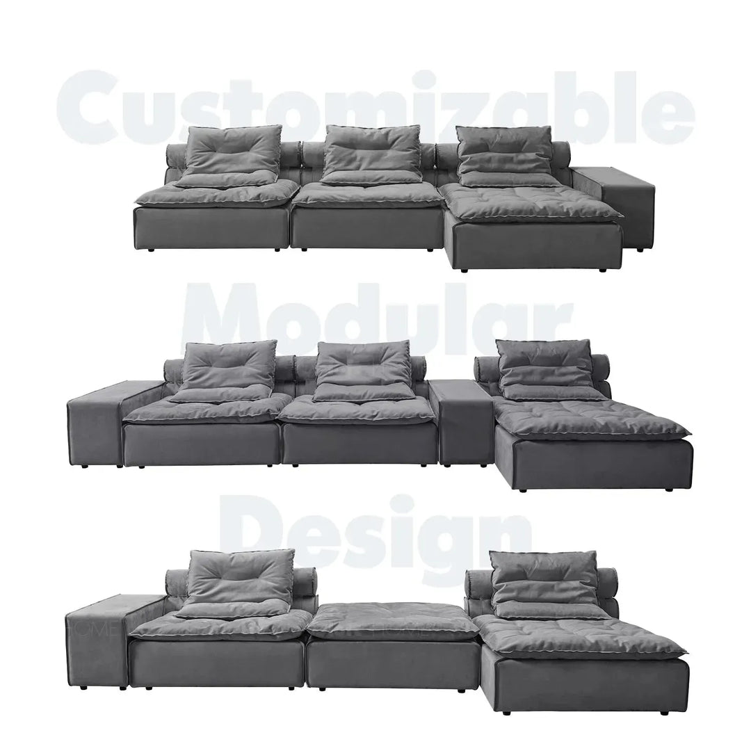 Modern fabric modular 1 seater sofa woolen in still life.