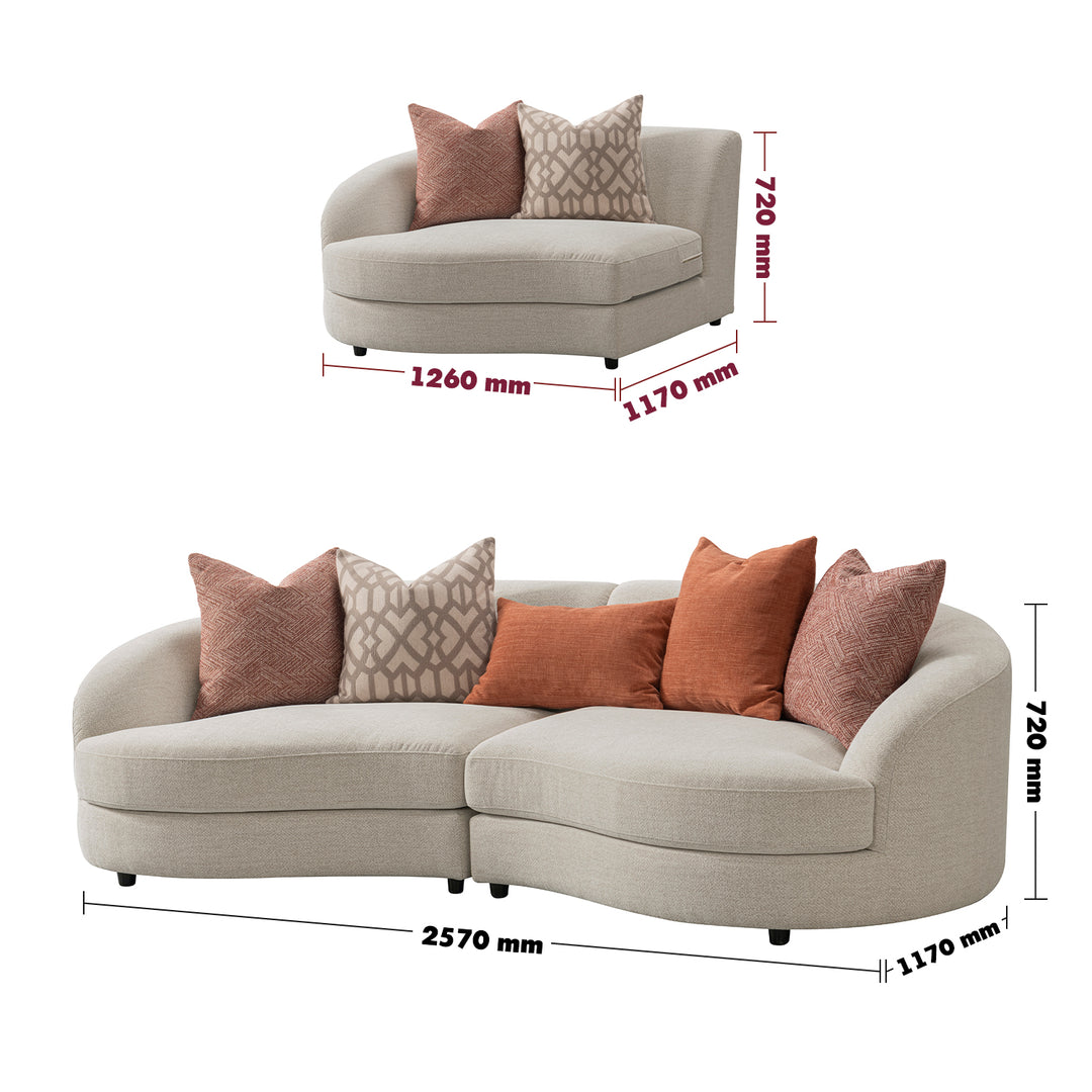 Cream fabric modular 4 seater sofa groove size charts.
