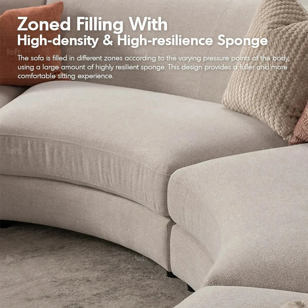 Cream fabric modular 4 seater sofa groove color swatches.