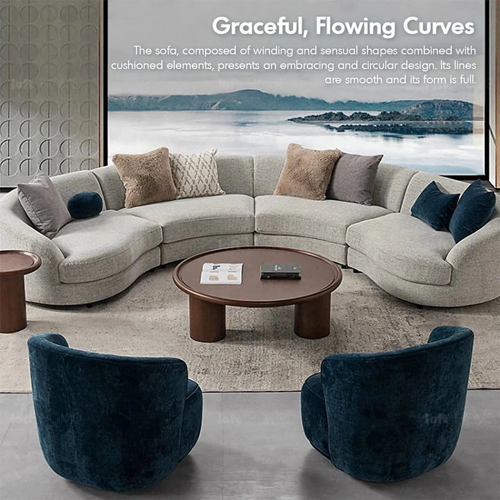 Cream fabric modular 4 seater sofa groove material variants.