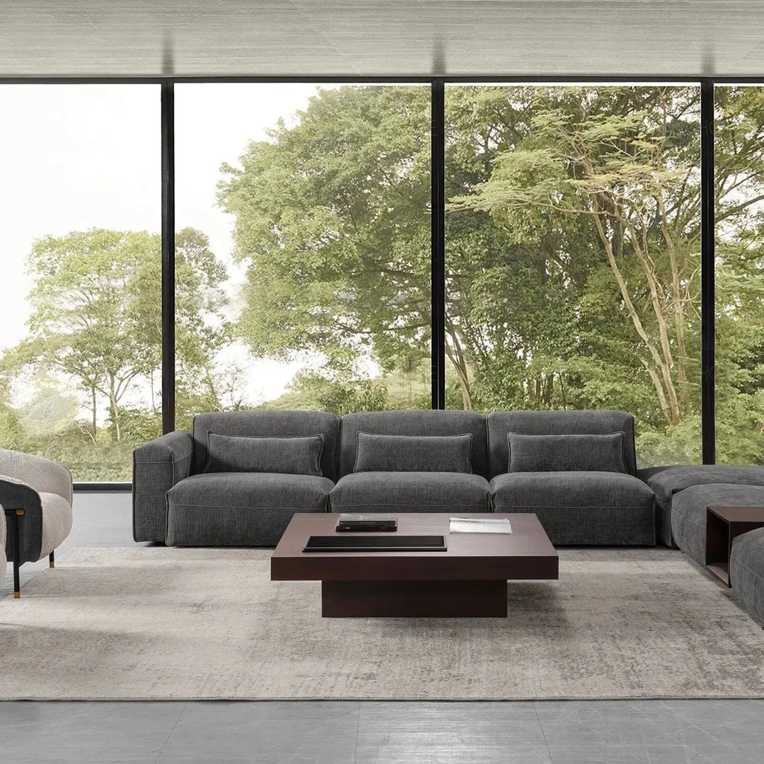 Modern corduroy velvet fabric modular 3 seater sofa opera environmental situation.