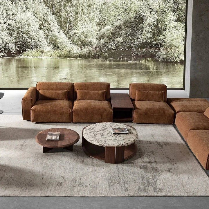 Modern corduroy velvet fabric modular 3 seater sofa opera conceptual design.
