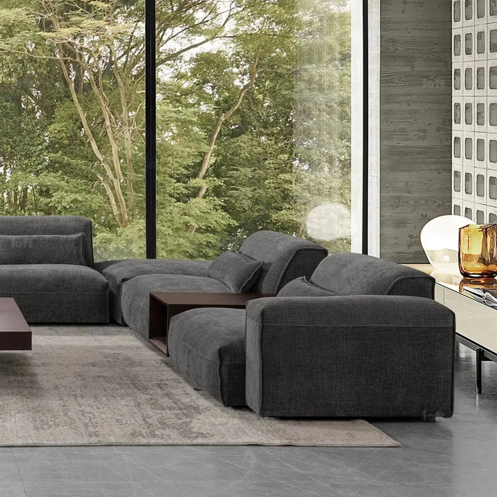 Modern corduroy velvet fabric modular 4 seater sofa opera environmental situation.