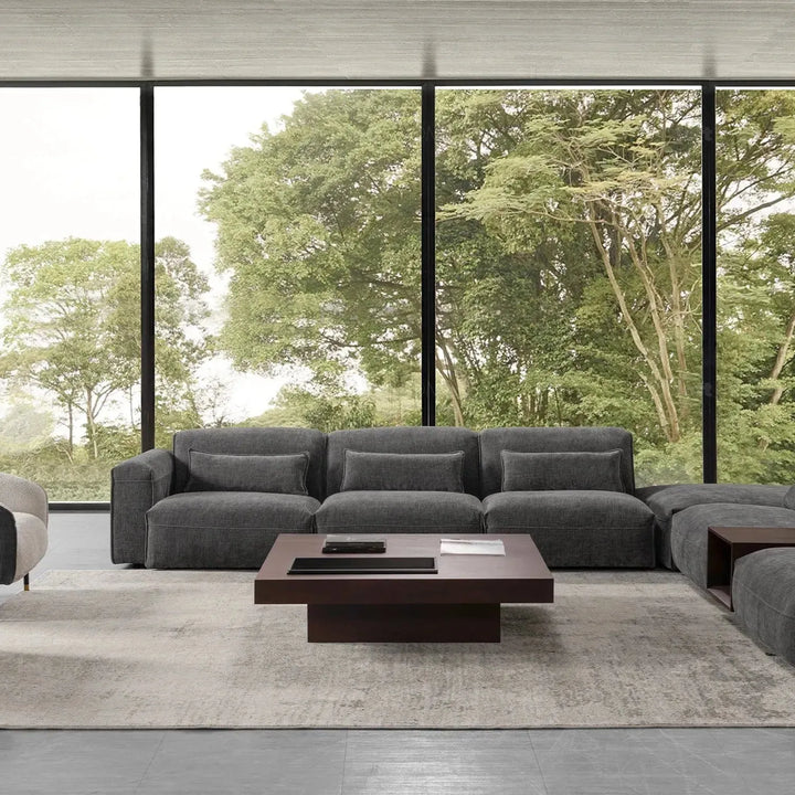 Modern corduroy velvet fabric modular 4 seater sofa opera conceptual design.